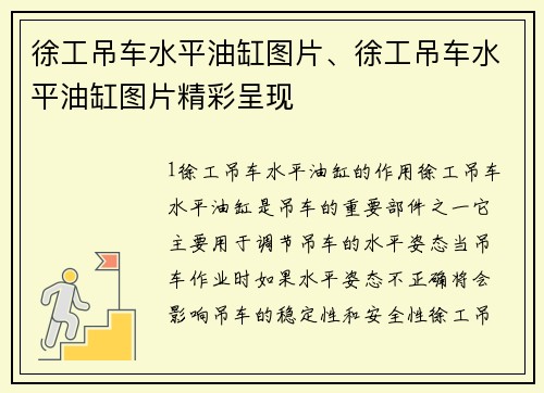徐工吊车水平油缸图片、徐工吊车水平油缸图片精彩呈现