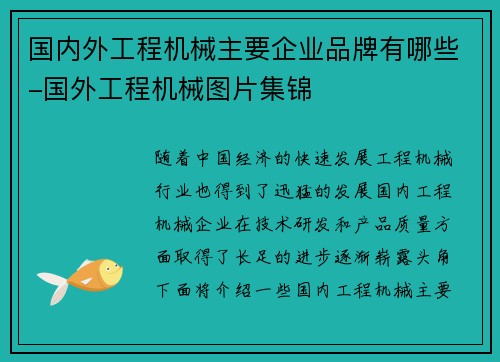 国内外工程机械主要企业品牌有哪些-国外工程机械图片集锦